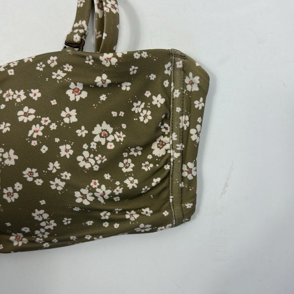 Andie Bikini Top M Olive Ditsy Floral Bora Bora NWT Convertible Straps 7765 - Picture 9 of 16